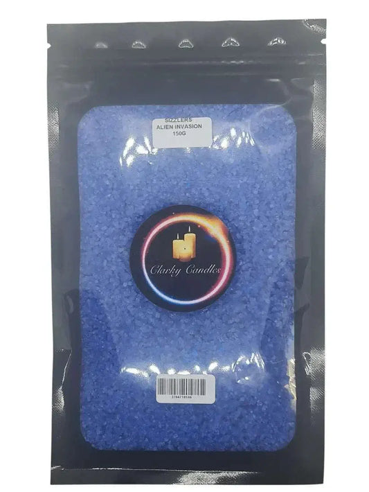 Alien Invasion Scented Sizzlers 150g premium blue simmering granules for wax burner by Clarky Candles