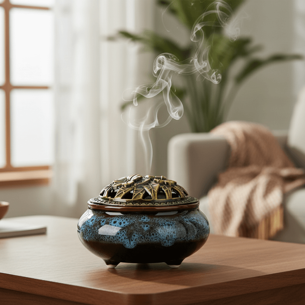 Blue Incense Burner Kiln | Ceramic Smoke Holder & Home Décor | Clarky Candles