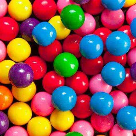 Colorful bubblegum balls representing the bubblegum scented soy wax candle by Clarky Candles