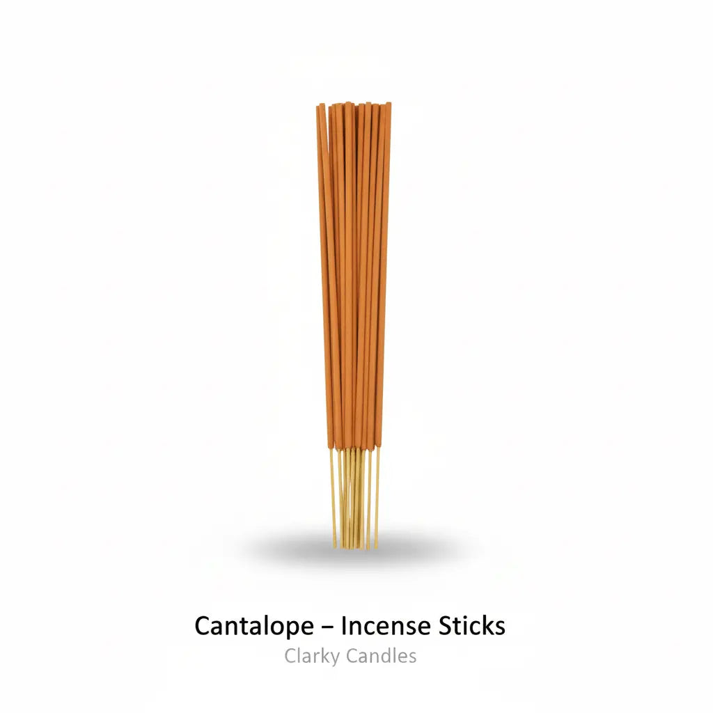 Cantalope incense sticks bundle on white background with label Cantalope - Incense Sticks