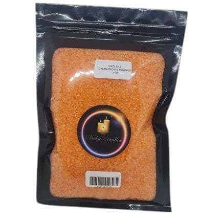 Cinnamon and Orange scented simmering granules in resealable black pouch, 150g by Clarky Candles, warm spicy citrus fragrance alt