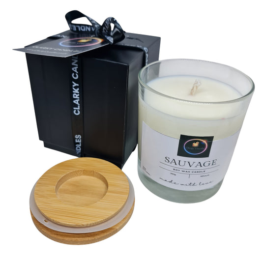 Savage Luxury Scented Candle | Dior Sauvage Dupe | Wild Masculine Power | Gift-Wrapped | £18.95 | Clarky Candles