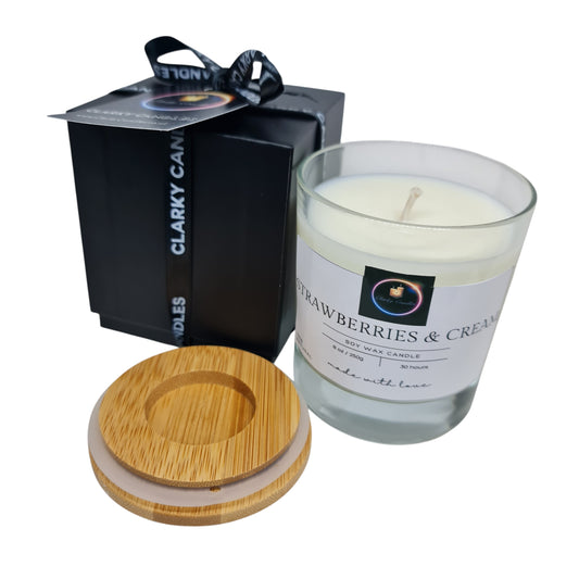 Strawberries & Cream Luxury Scented Candle Gift-Wrapped | Sweet Summer Indulgence | £18.95 | Clarky Candles