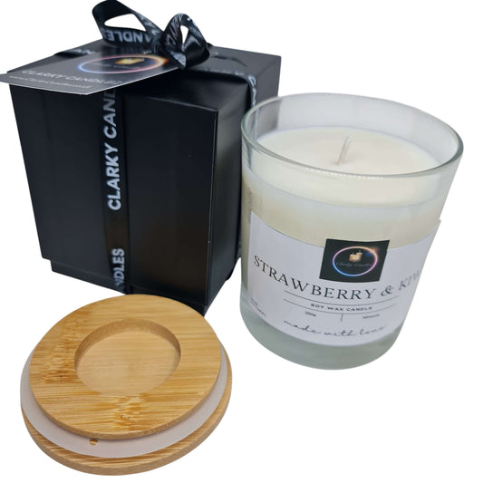 Strawberry & Kiwi Luxury Scented Candle Gift-Wrapped | Tropical Berry Fusion | £18.95 | Clarky Candles