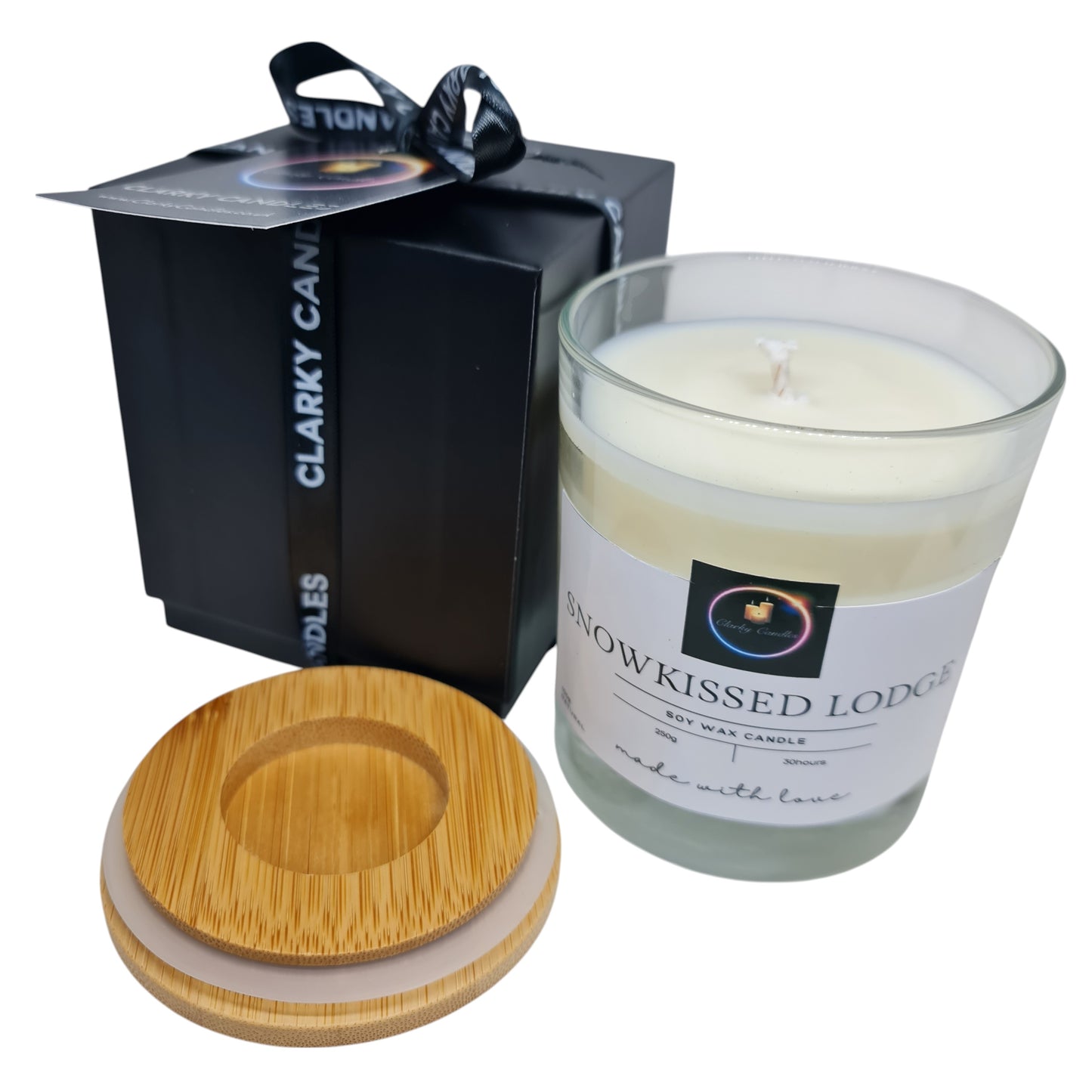 Snow Kissed Lodge Luxury Scented Candle Gift-Wrapped | Cozy Winter Retreat | £18.95 | Clarky Candles