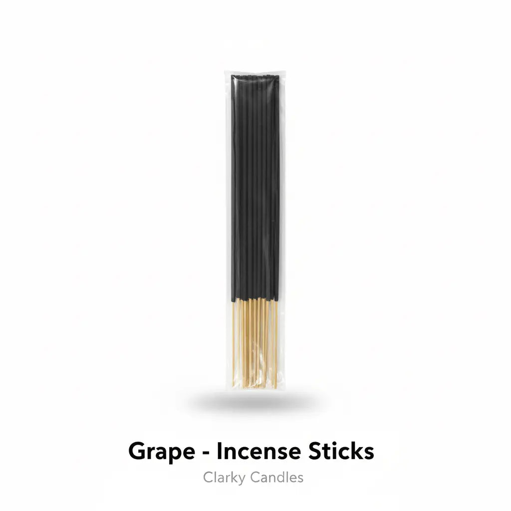Grape incense sticks bundle on white background with label Grape - Incense Sticks
