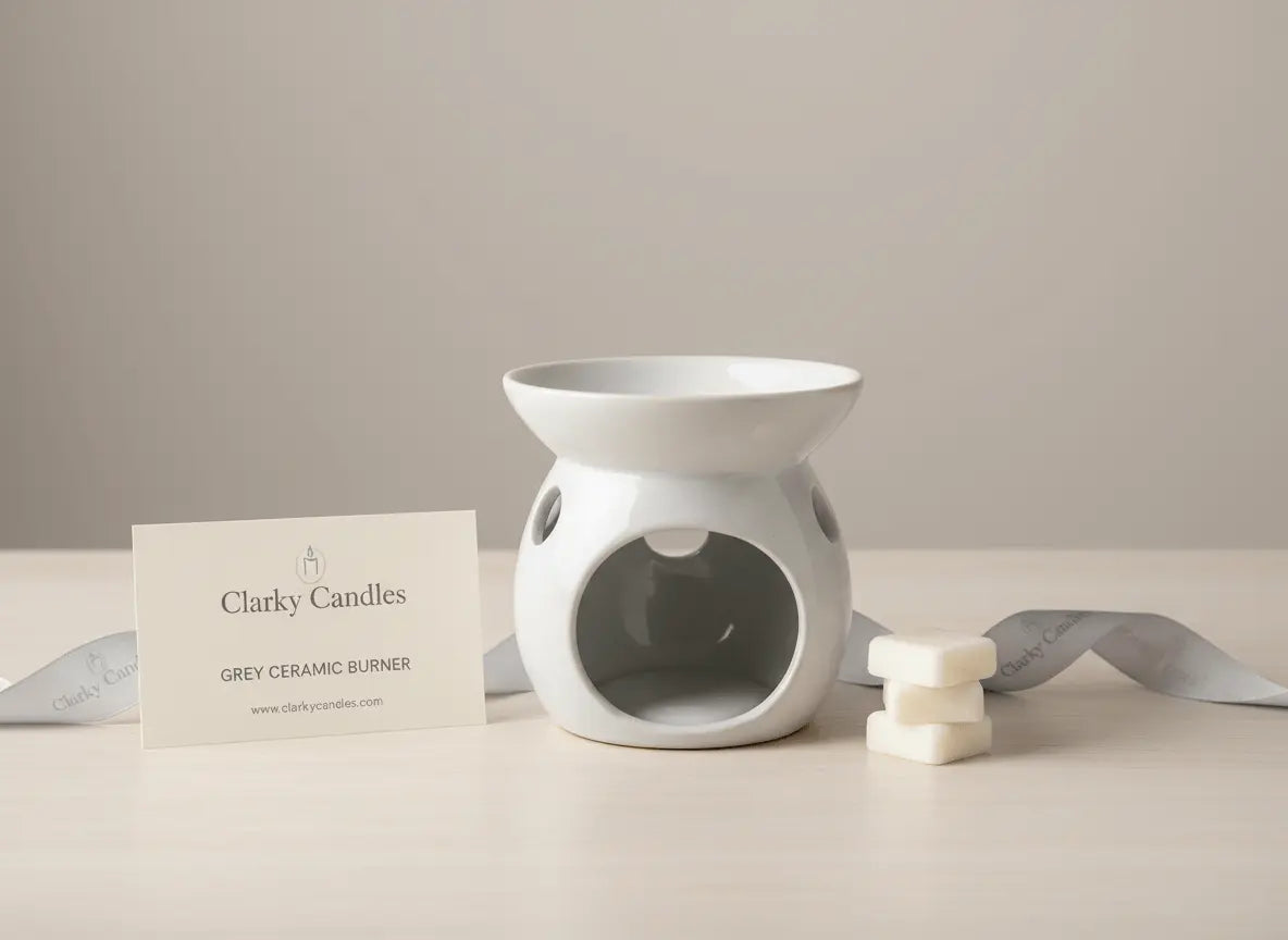 Grey Ceramic Burner – Scented Wax Melt Burner | Elegant Home Accessory | Clarky Candles My Store