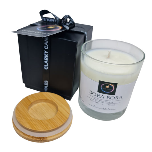 Bora Bora Luxury Scented Candle Gift-Wrapped | Tropical Paradise Escape | £18.95 | Clarky Candles