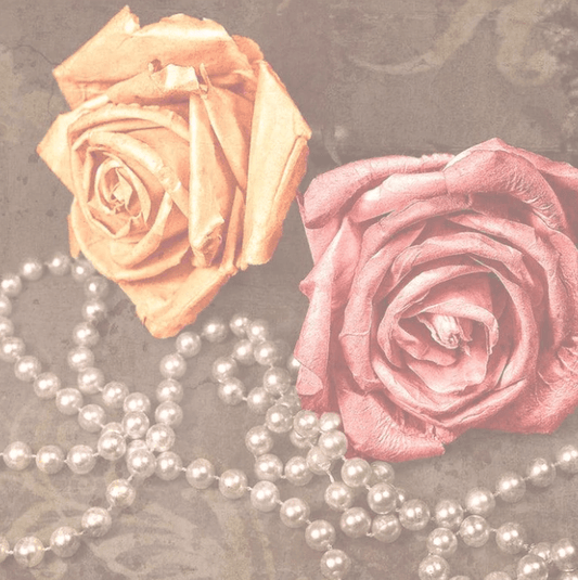 Madame Wax Melt with elegant dried roses and pearl necklace, evoking sophisticated Parisian fragrance and style