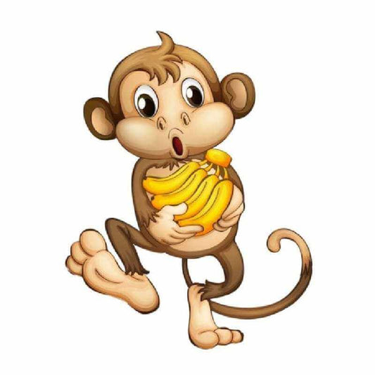 Cartoon monkey holding a bunch of bananas with a playful expression, representing Monkey Farts wax melt scent