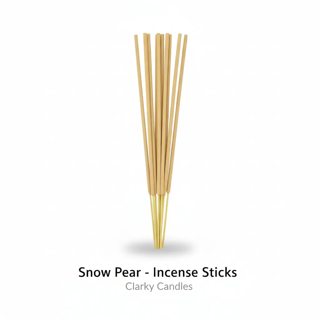 Snow Pear incense sticks bundle on white background with label Snow Pear - Incense Sticks