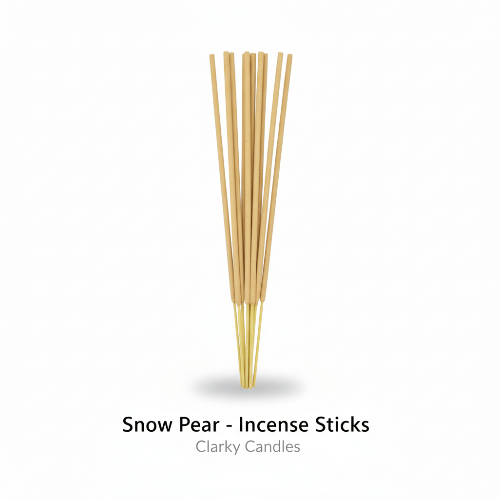 Snow Pear incense sticks bundle on white background with label Snow Pear - Incense Sticks