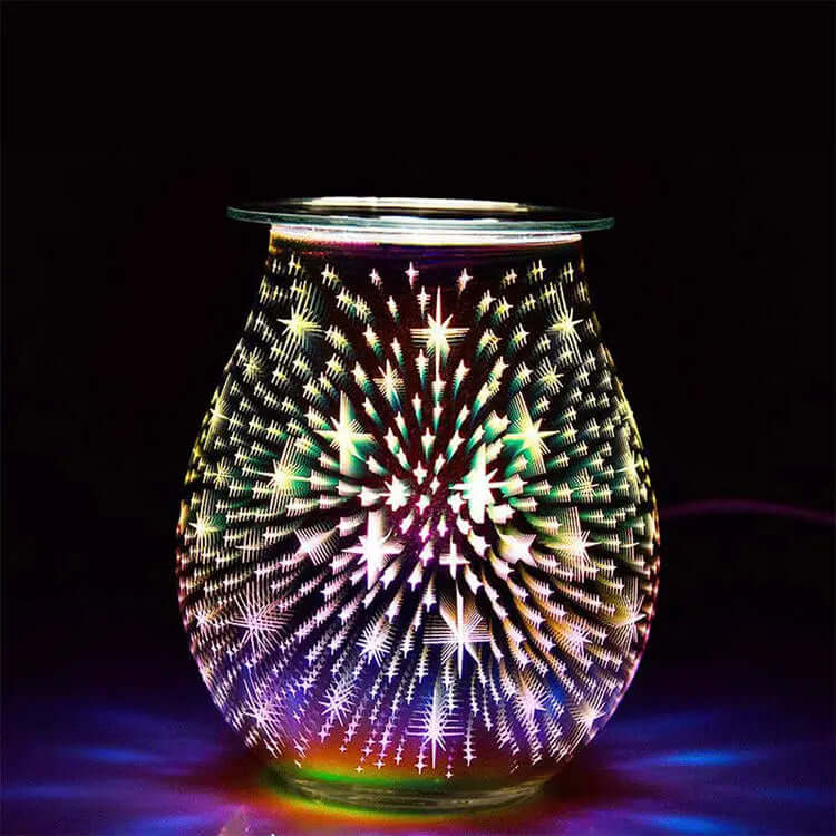 Colorful 3D Star Light Electric Wax Melter, a stylish electric wax melt warmer for home fragrance.