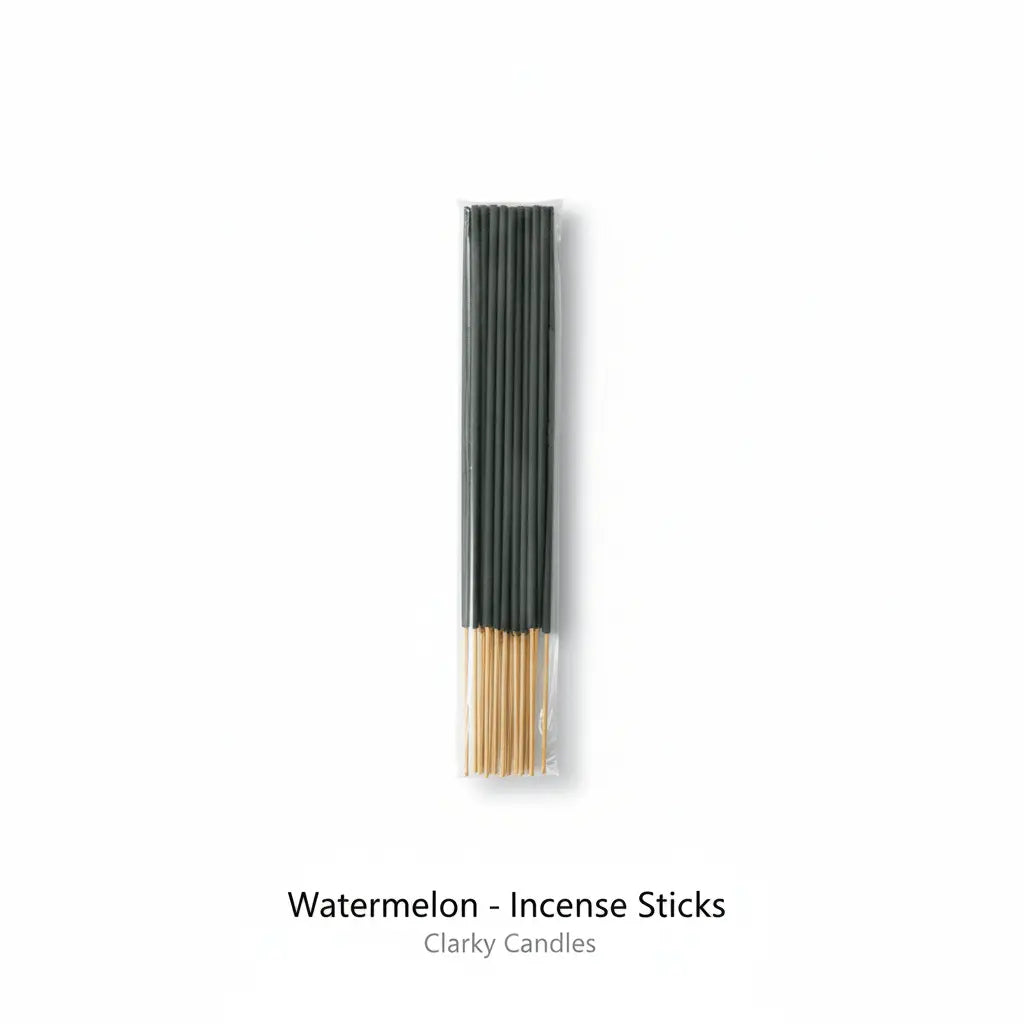 Watermelon - Incense Sticks from Clarky Candles in a clear package, perfect for creating a calming atmosphere.