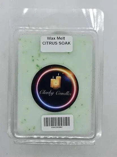 Citrus Soak green wax melt with lemon and lemongrass fragrance in 6 segment plastic container