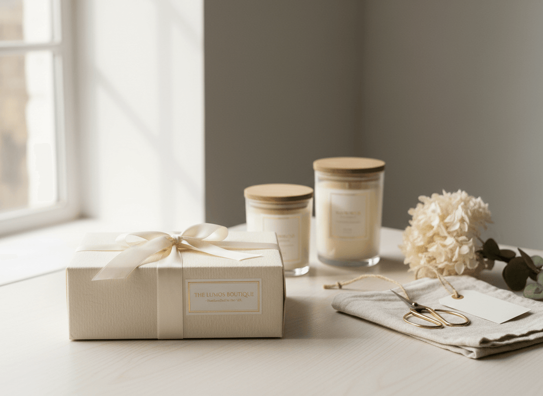 Luxury scented candles UK gift wrapped soy candles handmade in Northampton