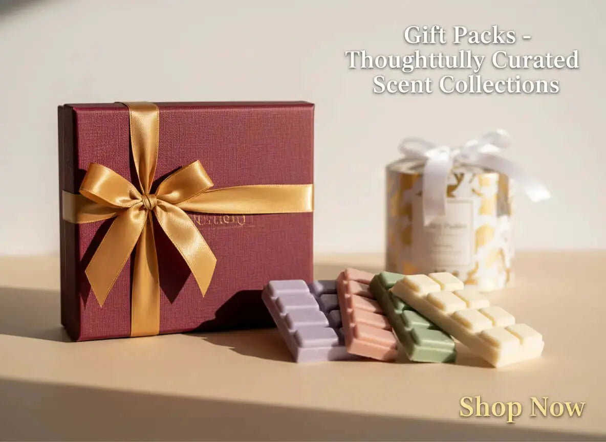 Handmade gift packs in Northampton by Clarky Candles with wax melt snap bars and luxury candle