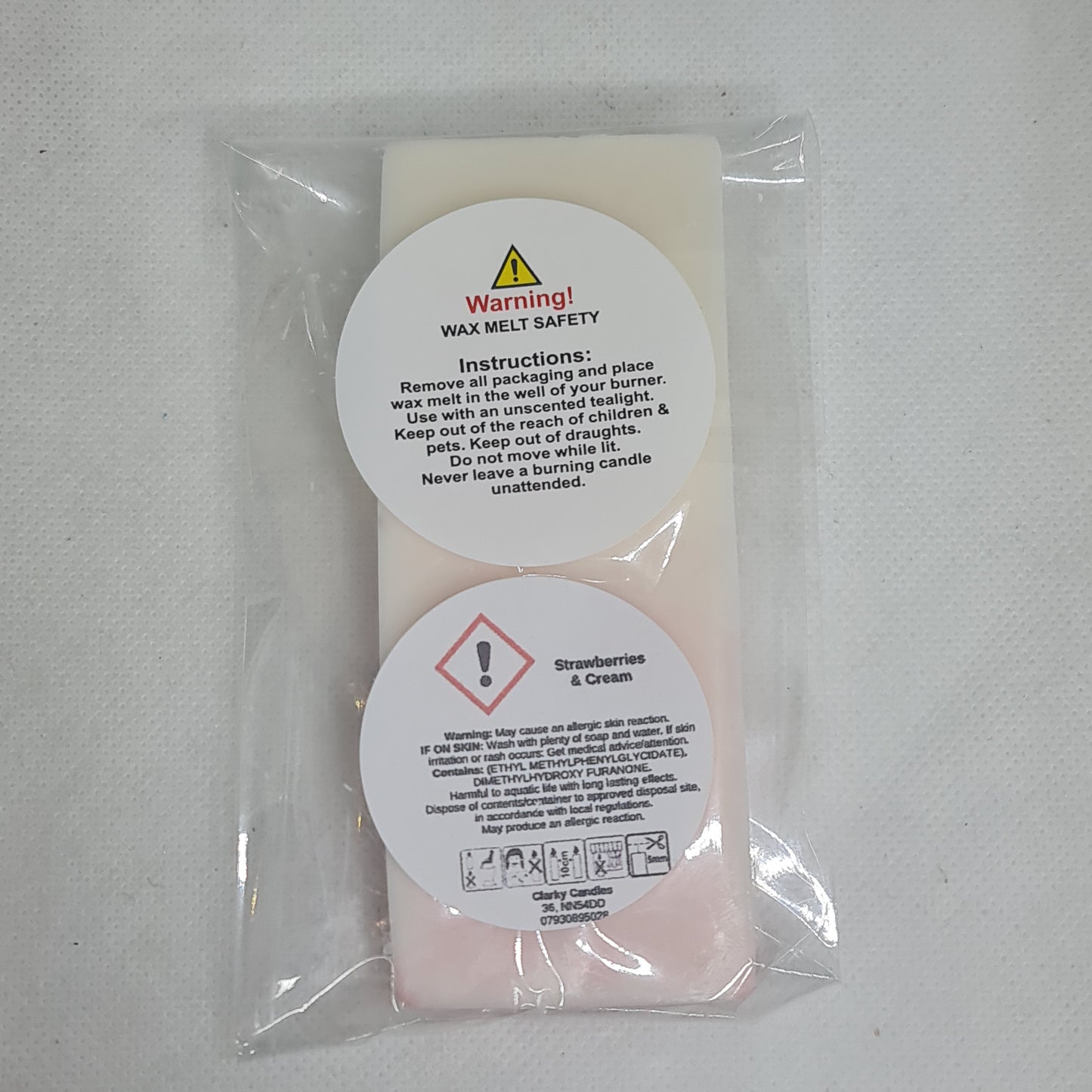 Strawberries & Cream Wax Melt Snap Bar 50g | Sweet Summer Indulgence | £2.20 | Clarky Candles