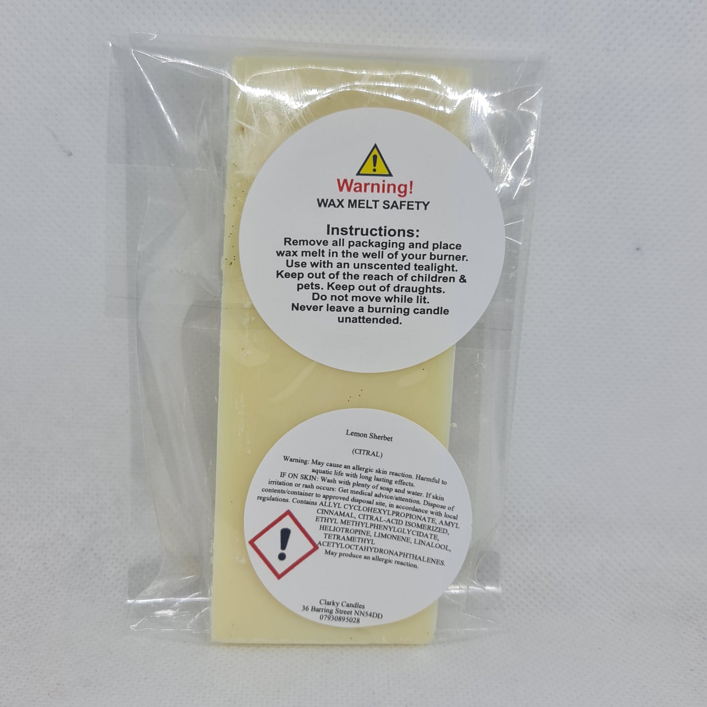 Lemon Sherbet Wax Melt Snap Bar 50g | Zesty Sweet Sunshine | £2.20 | Clarky Candles
