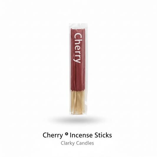 Cherry incense sticks bundle on white background with label Cherry - Incense Sticks