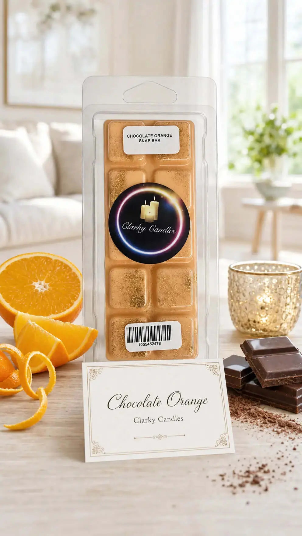 Chocolate Orange Wax Melt Snap Bar 50g CLARKY CANDLES