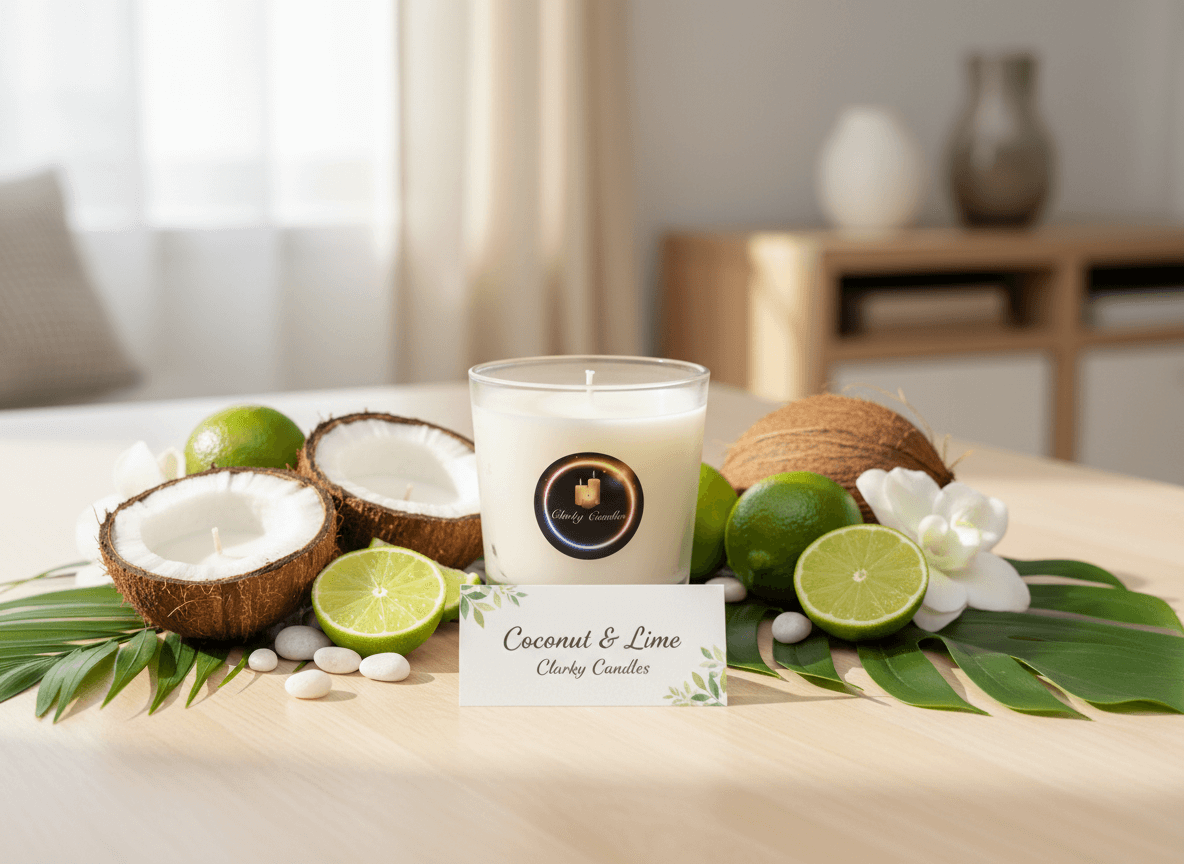 Coconut & Lime Scented Soy Wax Candle | Tropical Citrus Paradise | £9.95