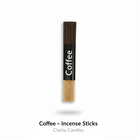 Coffee incense sticks bundle on white background with label Coffee - Incense Sticks