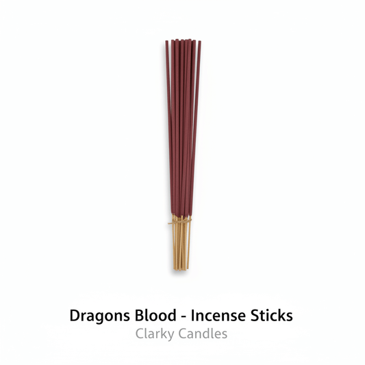 Dragons Blood incense sticks bundle on white background with label Dragons Blood - Incense Sticks