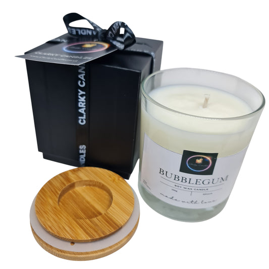 Bubblegum Luxury Scented Candle Gift-Wrapped | Sweet Nostalgic Fun | £18.95 | Clarky Candles
