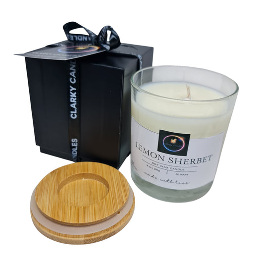 Lemon Sherbet Luxury Scented Candle Gift-Wrapped | Zesty Sweet Sunshine | £18.95 | Clarky Candles
