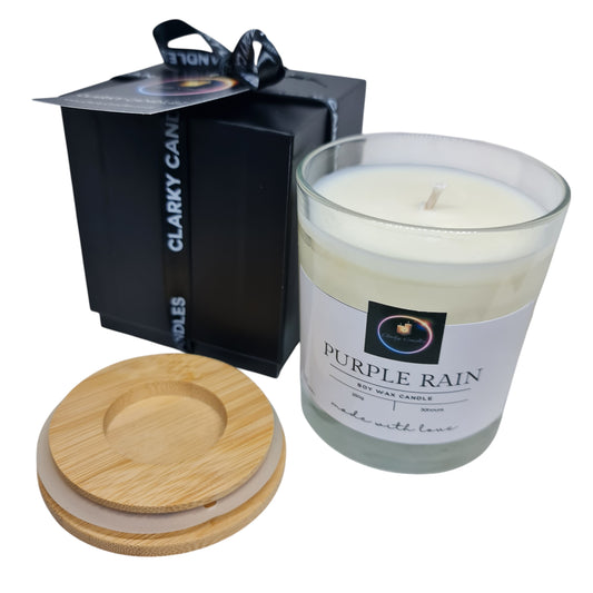Purple Rain Luxury Scented Candle Gift-Wrapped | Mystical Floral Storm | £18.95 | Clarky Candles