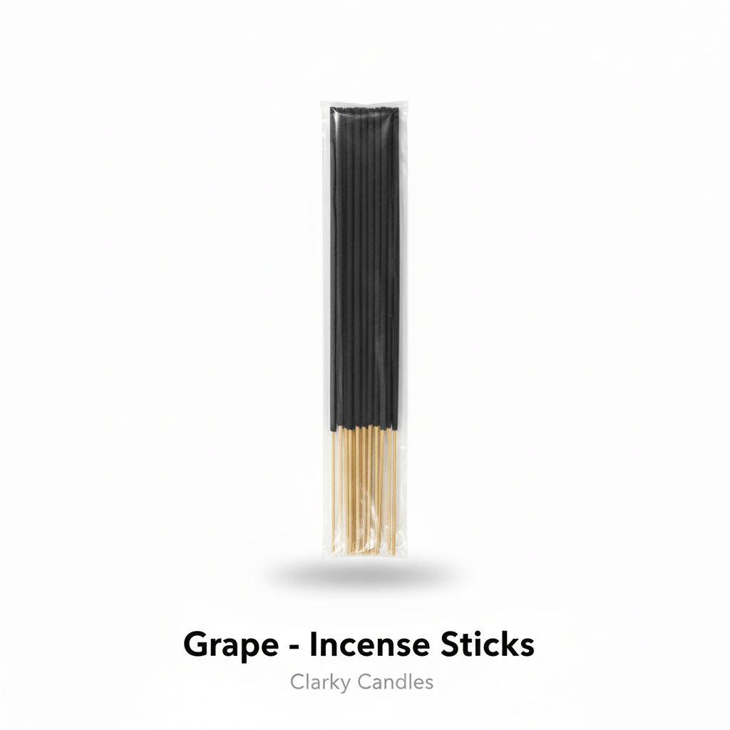 Grape incense sticks bundle on white background with label Grape - Incense Sticks