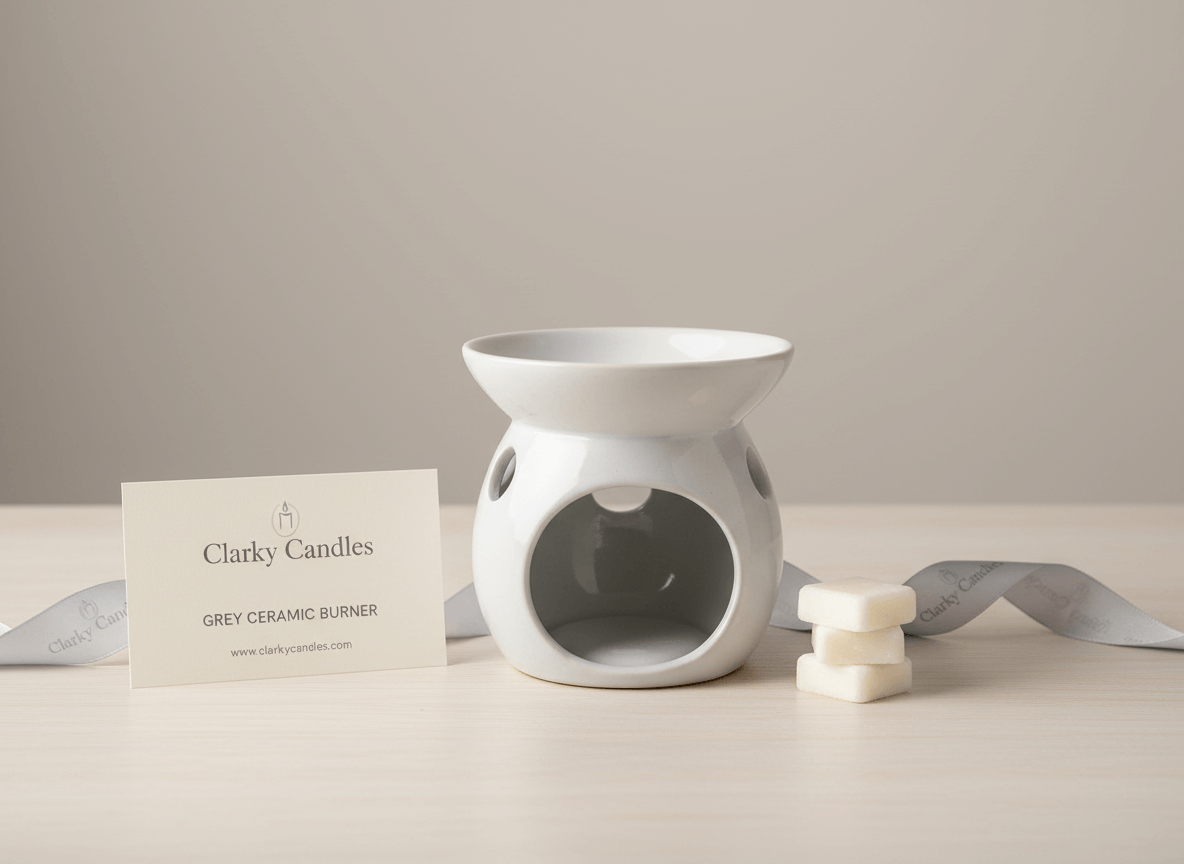 Grey Ceramic Burner – Scented Wax Melt Burner | Elegant Home Accessory | Clarky Candles