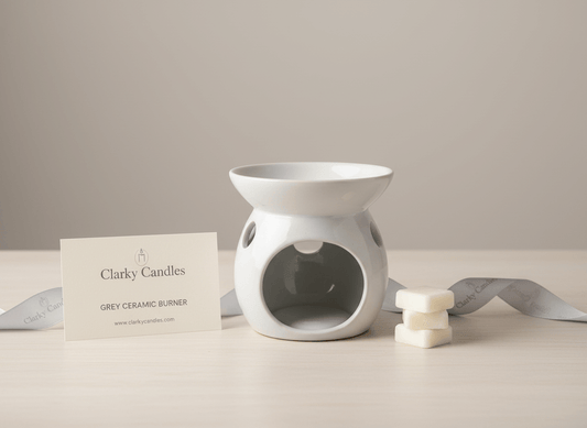 Grey Ceramic Burner – Scented Wax Melt Burner | Elegant Home Accessory | Clarky Candles