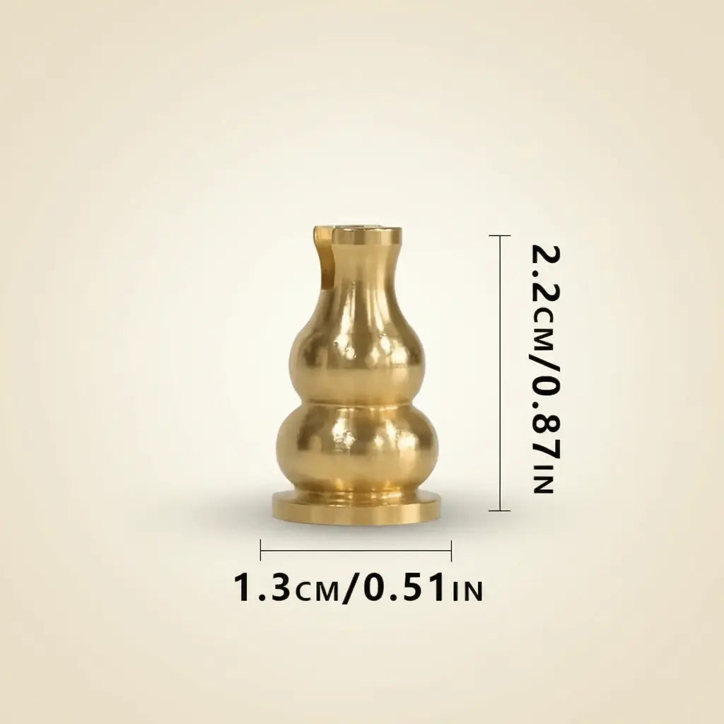 Small copper incense holder size guide showing 1.3cm base width and 2.2cm height