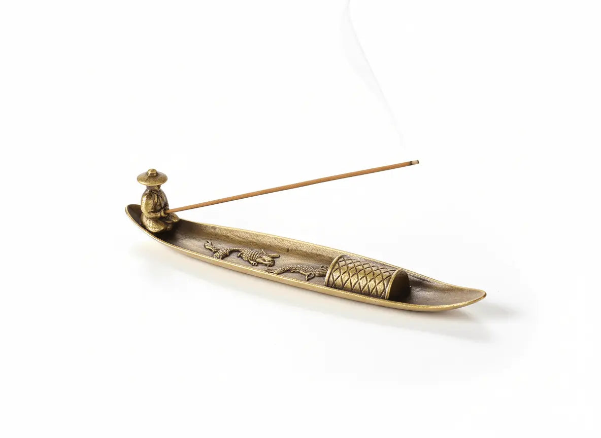 Decorative incense stick holder with ash-catching tray for a clean, tidy incense burn