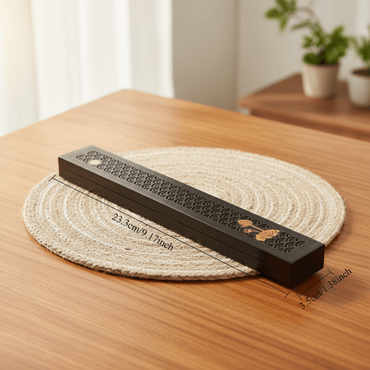 Lotus pond incense holder size guide showing 23.3cm length and 3.5cm width