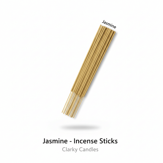 Jasmine incense sticks bundle on white background with label Jasmine - Incense Sticks
