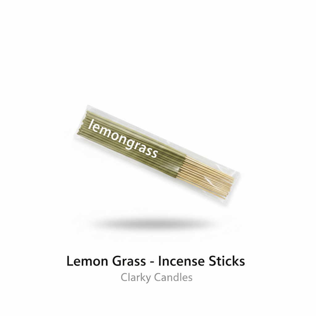 Lemon Grass incense sticks bundle on white background with label Lemon Grass - Incense Sticks