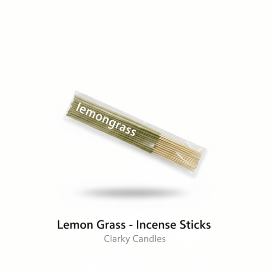 Lemon Grass incense sticks bundle on white background with label Lemon Grass - Incense Sticks