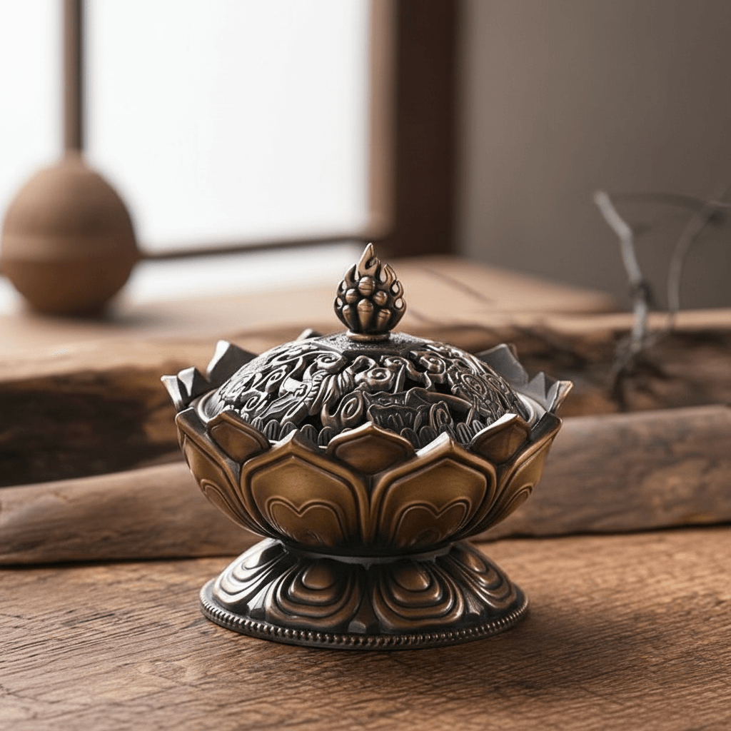 Lotus Mini Incense Burner in bronze finish – Clarky Candles