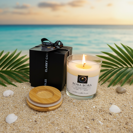 Bora Bora Luxury Scented Candle Gift-Wrapped | Tropical Paradise Escape | £18.95 | Clarky Candles