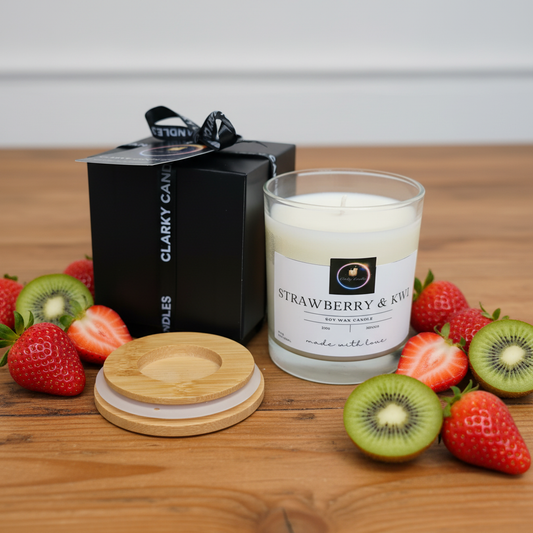 Strawberry & Kiwi Luxury Scented Candle Gift-Wrapped | Tropical Berry Fusion | £18.95 | Clarky Candles