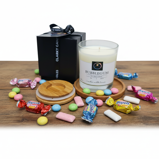 Bubblegum Luxury Scented Candle Gift-Wrapped | Sweet Nostalgic Fun | £18.95 | Clarky Candles