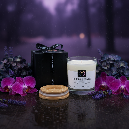 Purple Rain Luxury Scented Candle Gift-Wrapped | Mystical Floral Storm | £18.95 | Clarky Candles