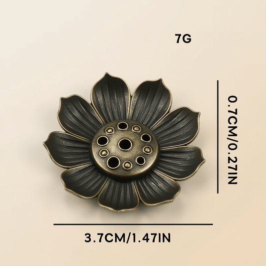 Mini Incense Holder featuring a lotus flower design, showing detailed petal shapes and multiple stick holes for burning incense.