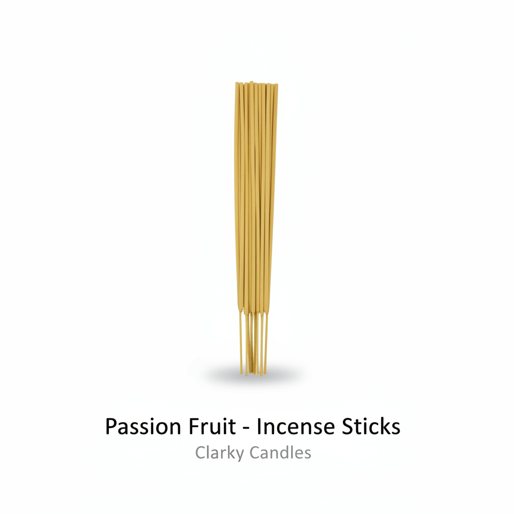 Passion Fruit incense sticks bundle on white background with label Passion Fruit - Incense Sticks