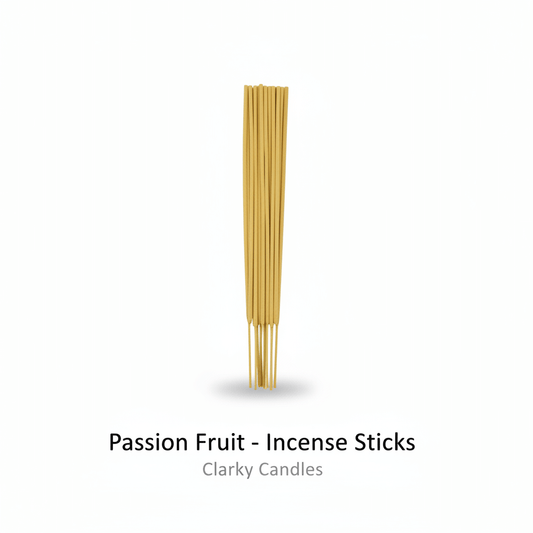 Passion Fruit incense sticks bundle on white background with label Passion Fruit - Incense Sticks