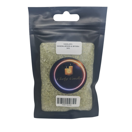 Sandalwood & Myrrh Scented Sizzlers 50g - Premium Simmering Granules | £2.50 | Clarky Candles
