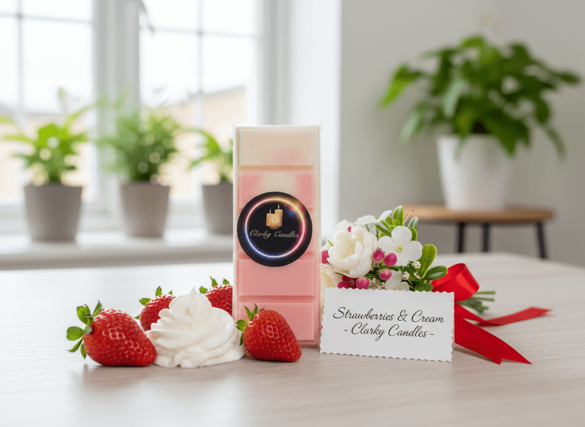 Strawberries & Cream Wax Melt Snap Bar | Sweet & Fruity | £2.20 | Clarky Candles
